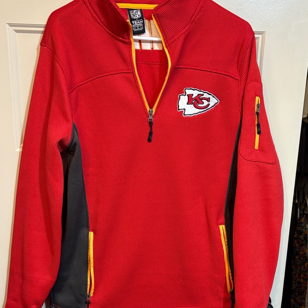 NFL Chiefs Red and Black Quarter-Zip Pullover Mens small